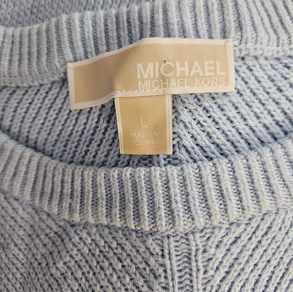 Michael Kors blue cotton cable knit sweater dress Womens Large - Picture 7 of 8